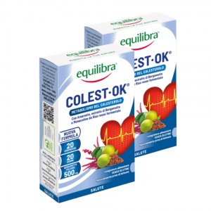 COLEST  OK - Colesterol optim, Supliment pentru reglarea colesterolului, PACHET 2,EQUILIBRA, 40 Comprimate, 48 g