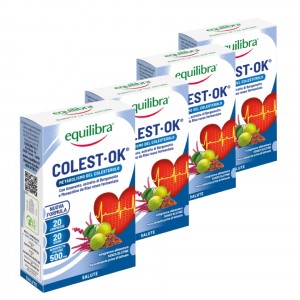 COLEST  OK - Colesterol optim, Supliment pentru reglarea colesterolului, PACHET 4, EQUILIBRA, 80 Comprimate, 96 g