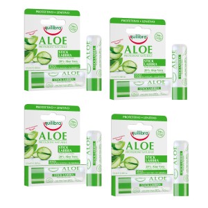 ALOE Balsam pentru buze, Pachet 4 tuburi,  EQUILIBRA, Protectiv, Calmant, Flacon 5,5 ml